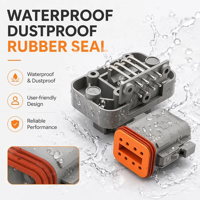 DT13 Series  Waterproof  Automotive PCB Right-Angle Header Connector 2/3/4/6/8/12Pin Male/Female Kit for Car Truck Bus Marine 2