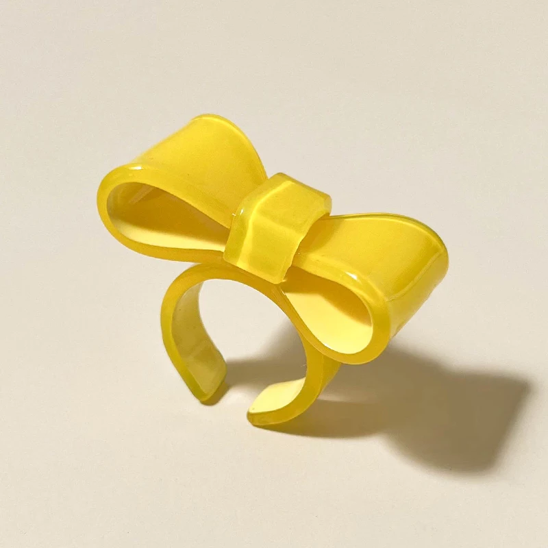 GongLong Resin Open Rings Set for Women Bow-knot Finger Rings Adjustble Jewelry