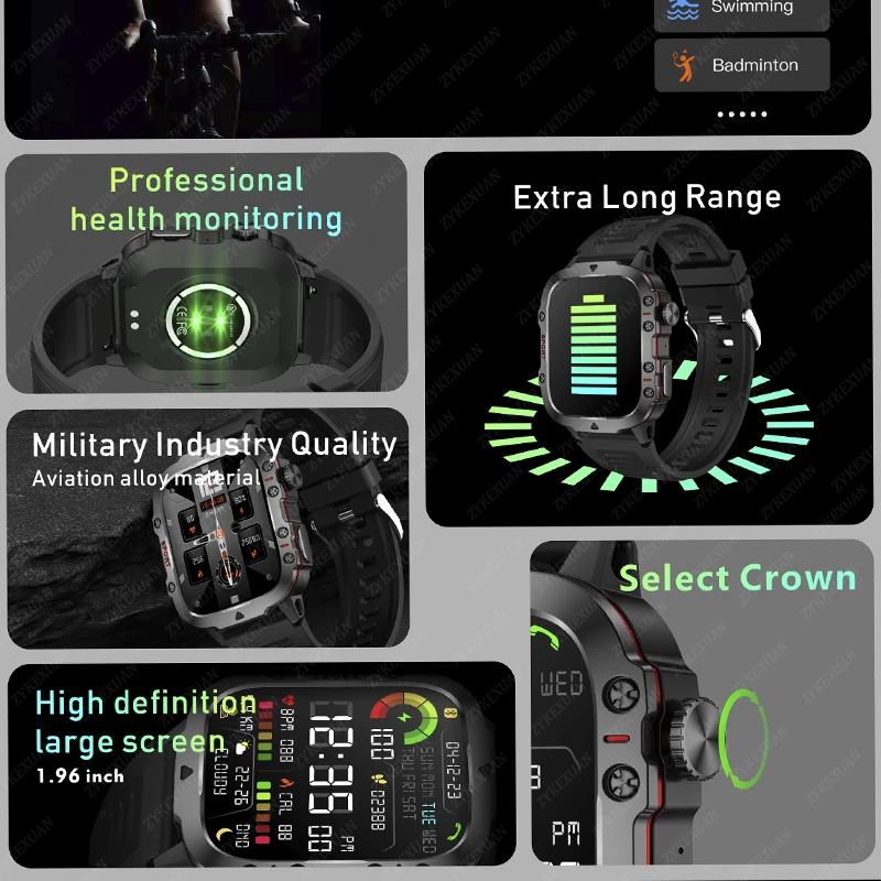 Smart Watch 2025 For Xiaomi New Rugged Military GPS Smart Watch Men Bluetooth Call Health Monitoring AI Voice Sports Waterproof Smartwatches
