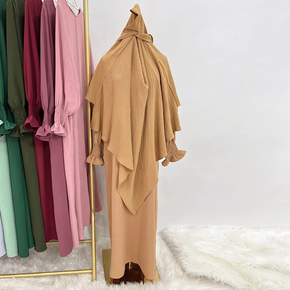 Ramadan Eid Jilbabs for Women Muslim Prayer Garment Khimar and Abaya Jilbab 2 Piece Set Long Hijab Dress Dubai Islamic Outfits