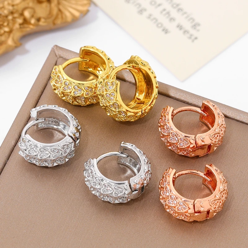 Bering Jewelry|luxury Cubic Zirconia Heart Hoop Earrings For