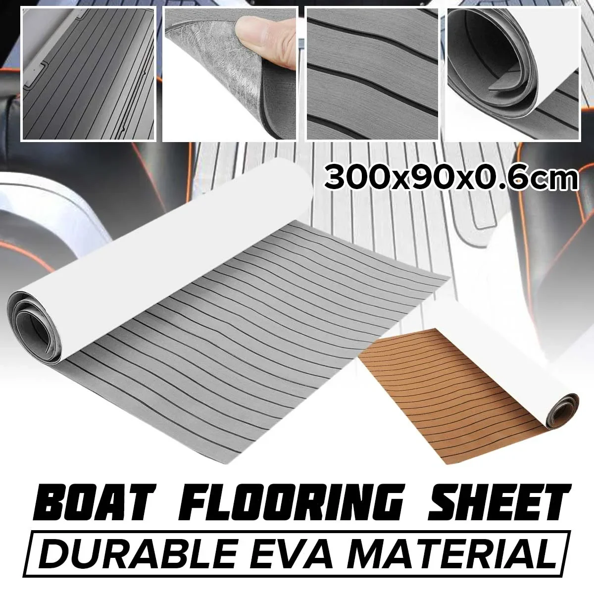 

3000x900x6mm Self-Adhesive EVA Foam Boat Yacht RV Caravan Marine Flooring Faux Teak Boat Decking Sheet Floor Decor Mat