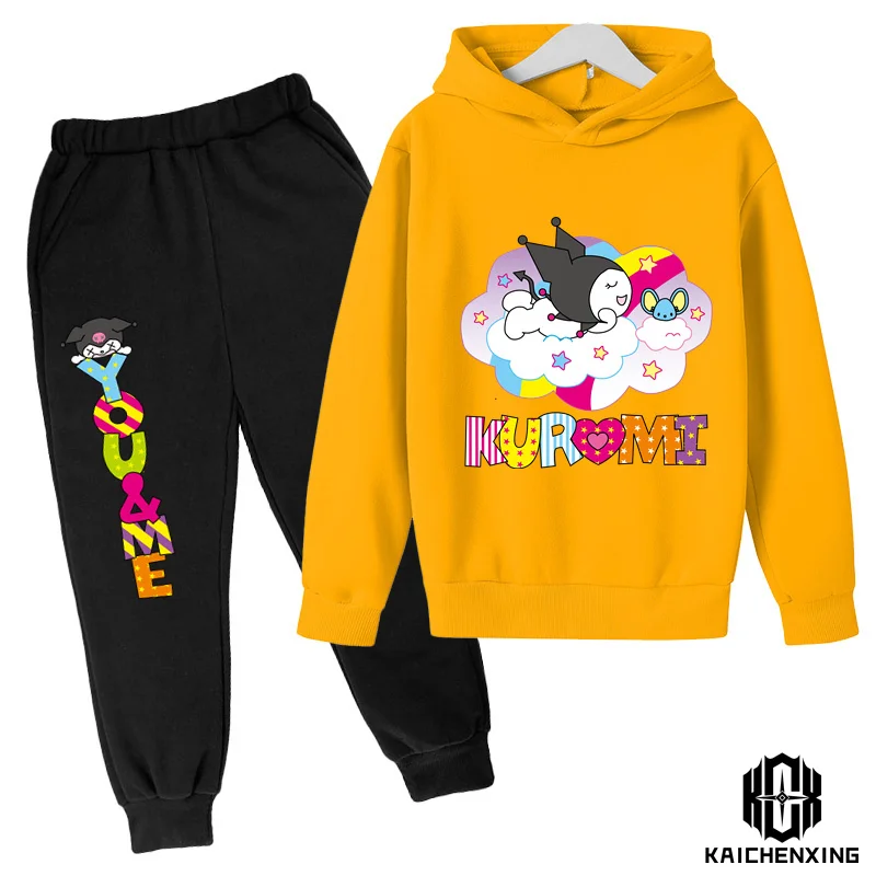

Hello Kitty Kids Girls Kuromi Hoodies Long Sleeve Sweatshirts Children Spring Autumn 2-14 Years Old Cartoon Casual Hooded Tops