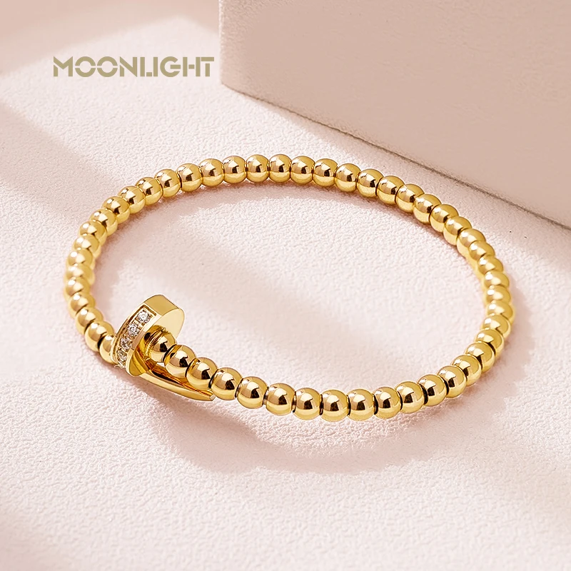 Zirconia Bangle Bangle Bracelet Beaded Bracelet Bead Bracelet Zircon Bracelet Classic Round Beads Nail Bracelets Wristband Bangles For Women Accessories