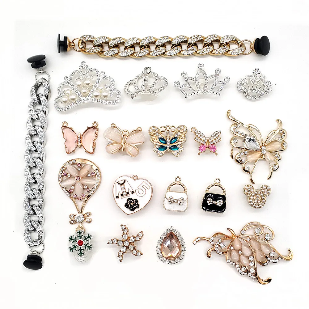 22 Stück Strass Kristall Diamant Krone Schuhe Charms Schuh Kleidung Zubehör für Tasche Box Clogs Schuh Dekorationen Mann Kinder Geschenke – Detail 1