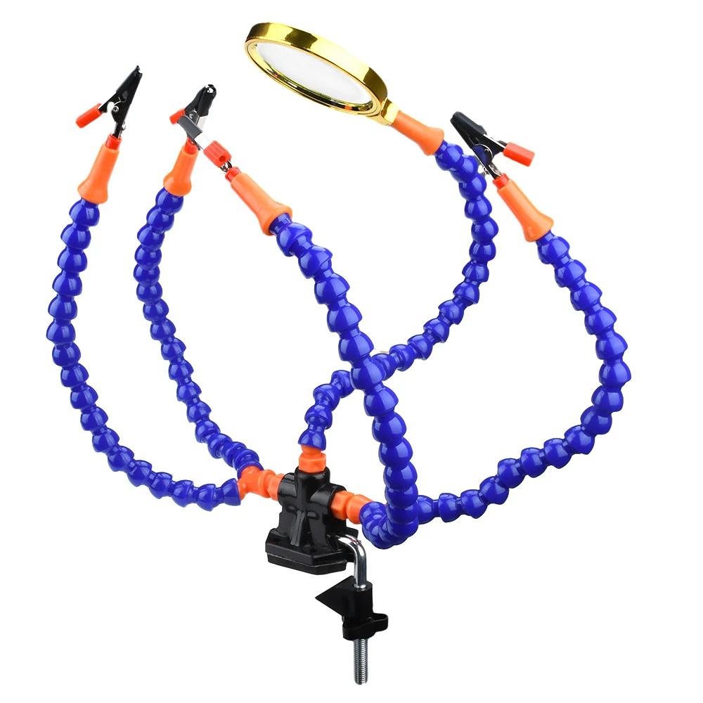 Bench Clamp Soldering Bench 5 Flexible Arms Soldering Iron Holder Pcb Welding Repair Third Hand Tool Iron Station soldering tool,soldering helping hands