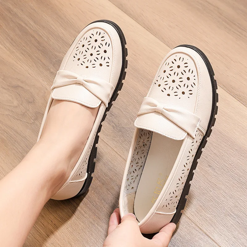 Туфли женские из натуральной кожи, повседневная прогулочная обувь, без застежки, мягкие легкие, на плоской подошве, весна-осень