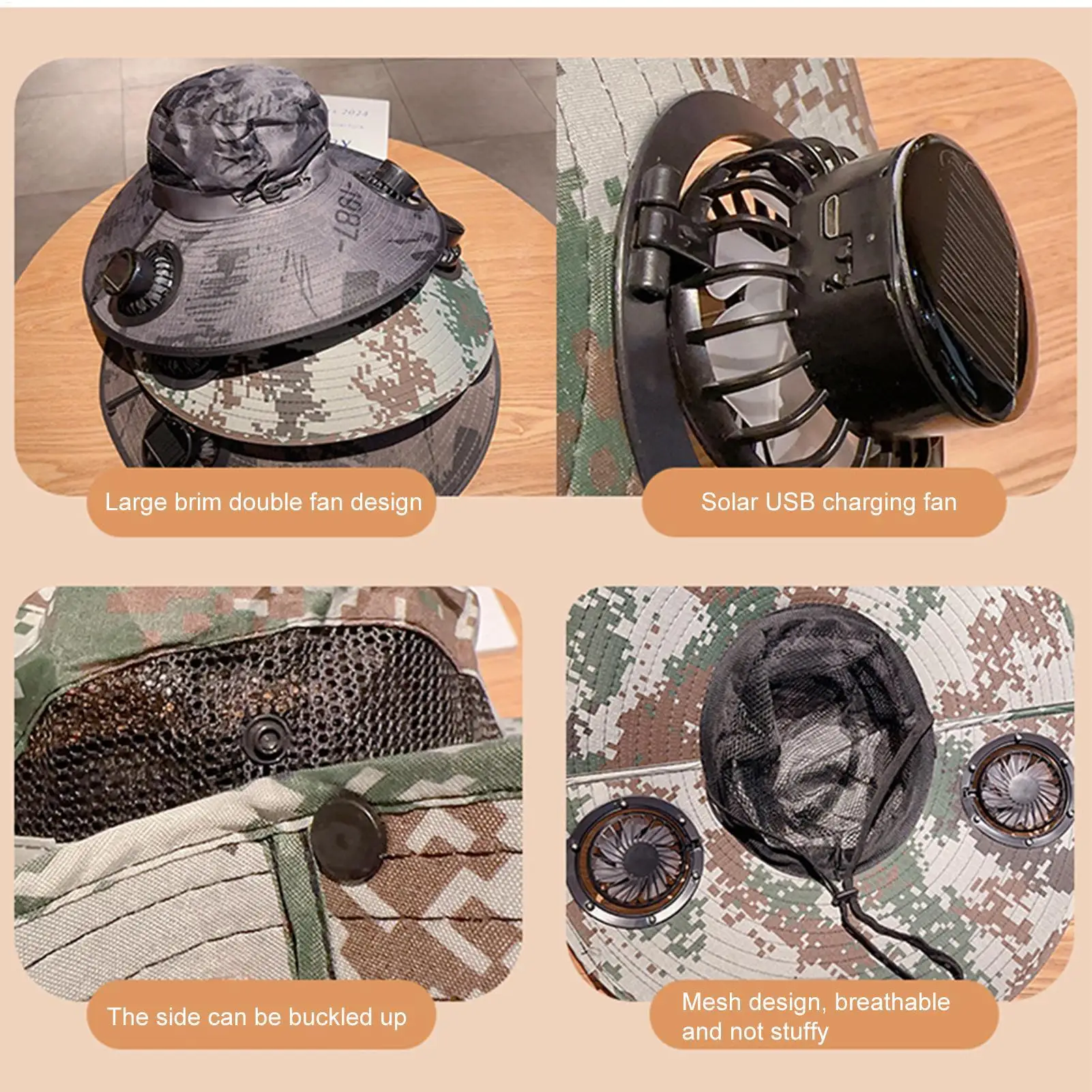 2025 Mens Wide Brim Solar Fan Hat Outdoor 50+Upf Protection Sun Hats With 2 Solar Fan Hiking Fishing Solar Powered Visor Cap