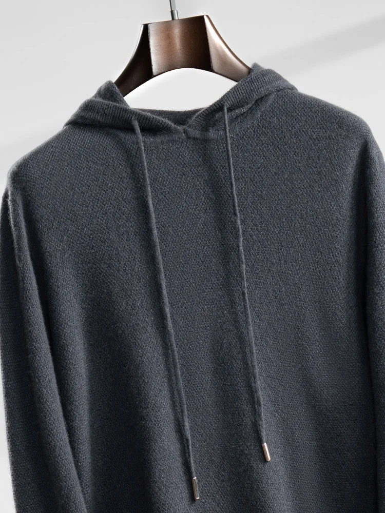 ANGEL Men's Hooded Pullover 100% Cashmere Knitted Sweater  Autumn Winter New Style Long Sleeve Sweater Casual Sports Hoodie Top 6