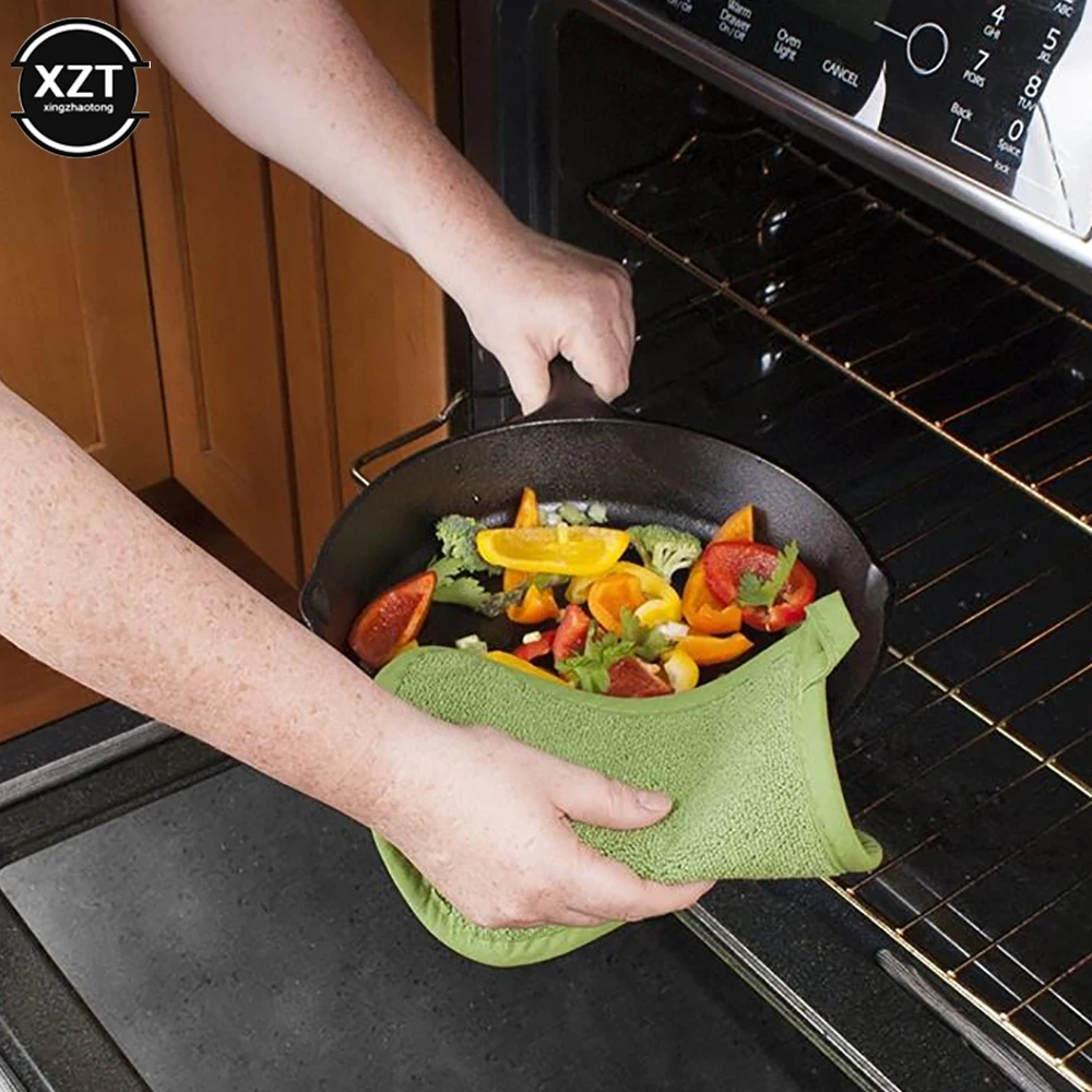 3 In1 Pot Holders Insulation Glove Cotton Terry Microwave Gloves Potholder Mat Kitchen Gloves Oven Mitts Baking for Cooking BBQ