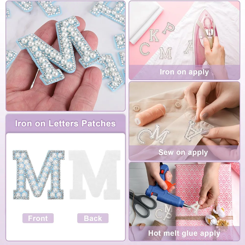1PC funkelnde Strass-Alphabet-Applikation, Strass-Perle, englischer Buchstabe, Nähflicken für Kleidung, Hüte, Jeans, Schuhe, DIY-Handwerk – Detail 6