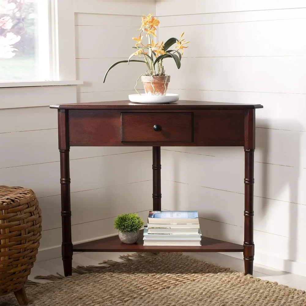 American Homes Collection Gomez Corner Table Dark Cherry