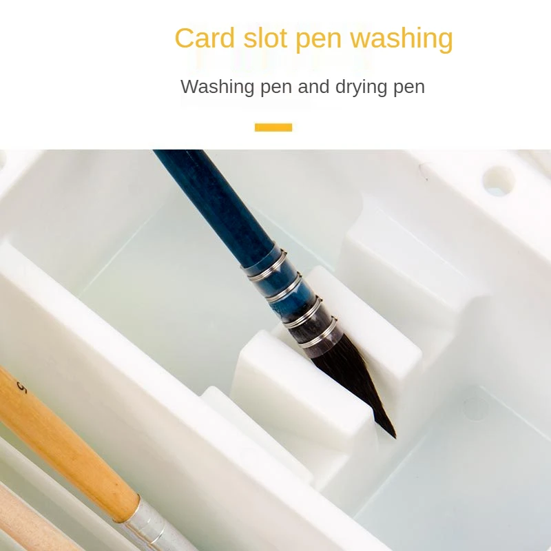 Portable Pen Washing Bucket White Paint Cups Kids Brush Pen Holder Art Buckets Drawing Painting Pens Barrel Square Container
