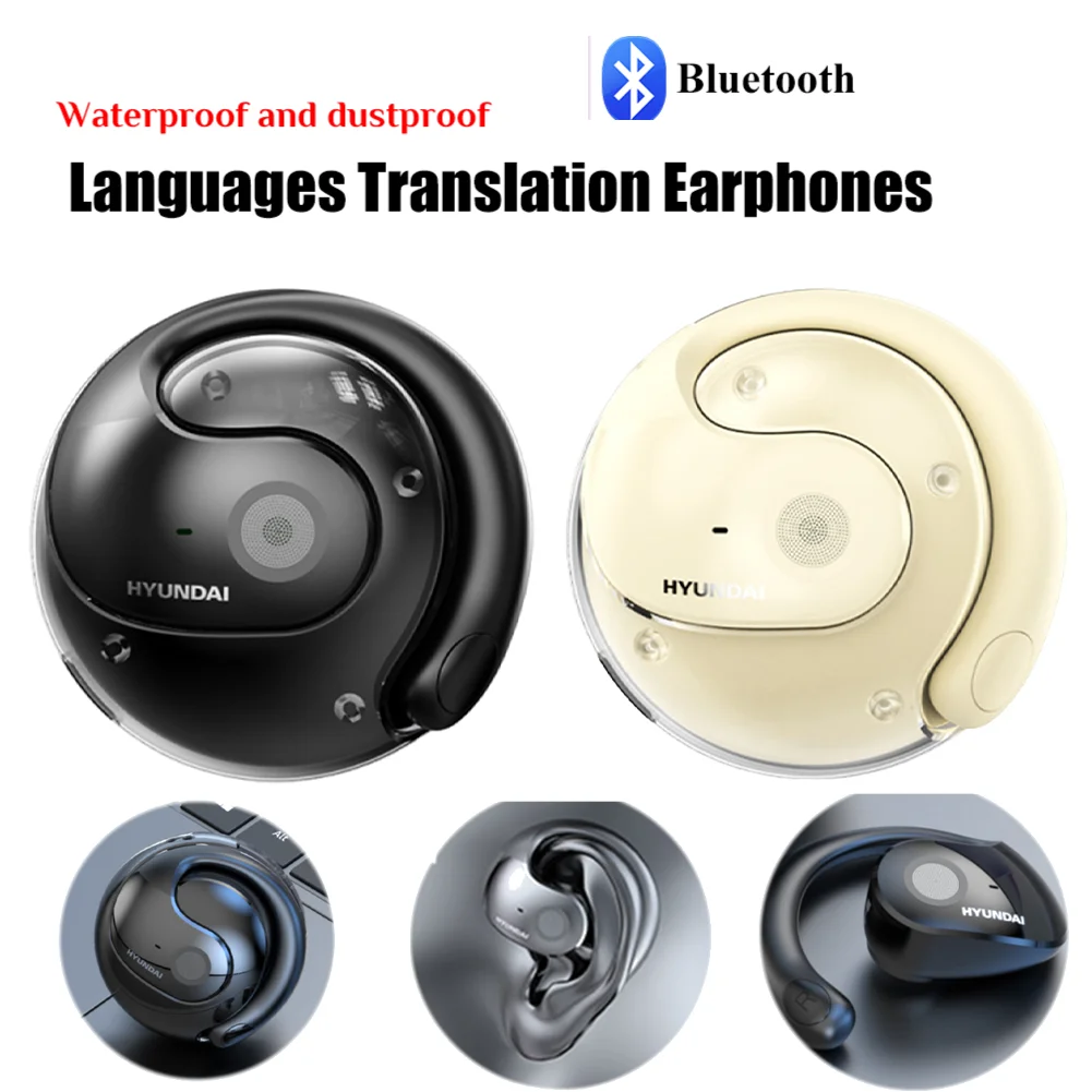 Real time language translation earbuds waterproof wireless open-ear Bluetooth 5.4 headphones for travelers