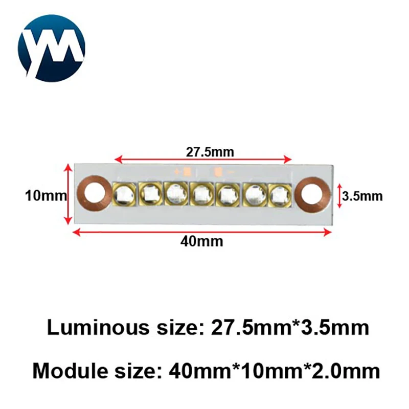 UV LED 모듈, 고출력 경화 램프 칩, 잉크젯 스크린 인쇄, 3D 프린터 잉크 접착제, 405nm, 20W, 365nm, 385nm