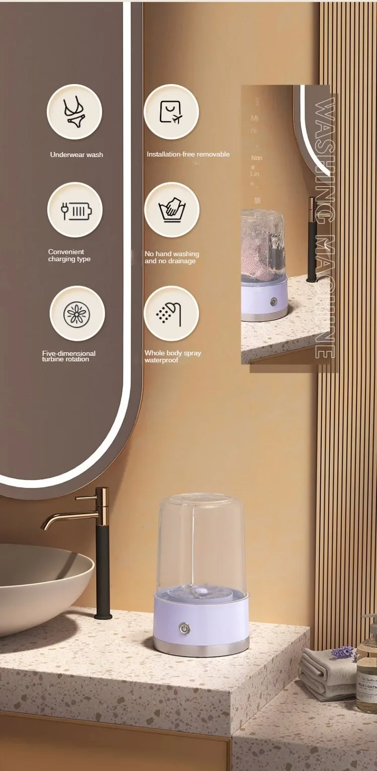 Wireless Charging Portable Washing Machine Mini Electric Makeup Brush Cleaner