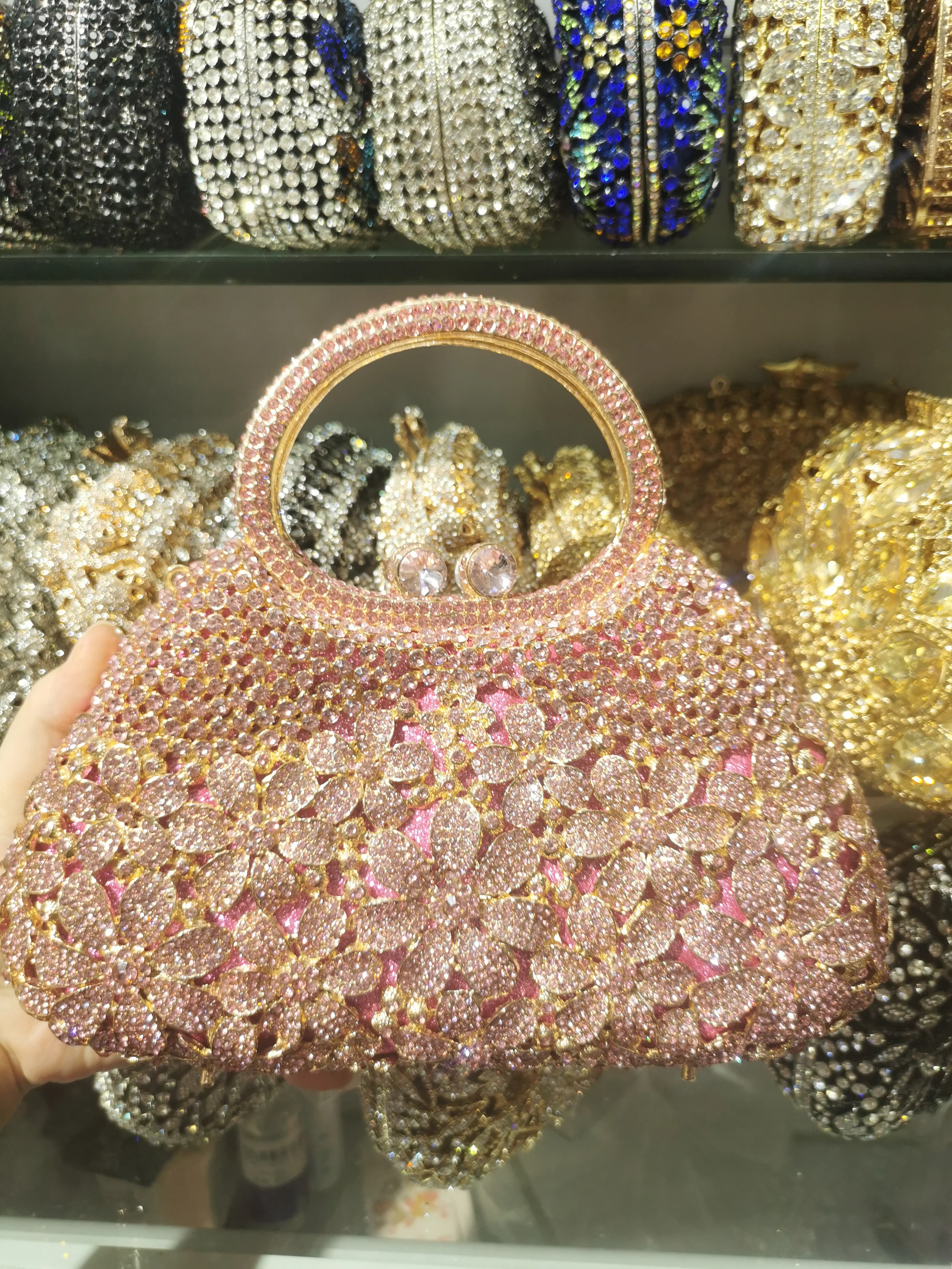 What is Shiny Crystal Clutch Purse Shoulder Bag Rhinestone Handmade Purses  and Handbags Luxury Designer Evening Clutch Bag