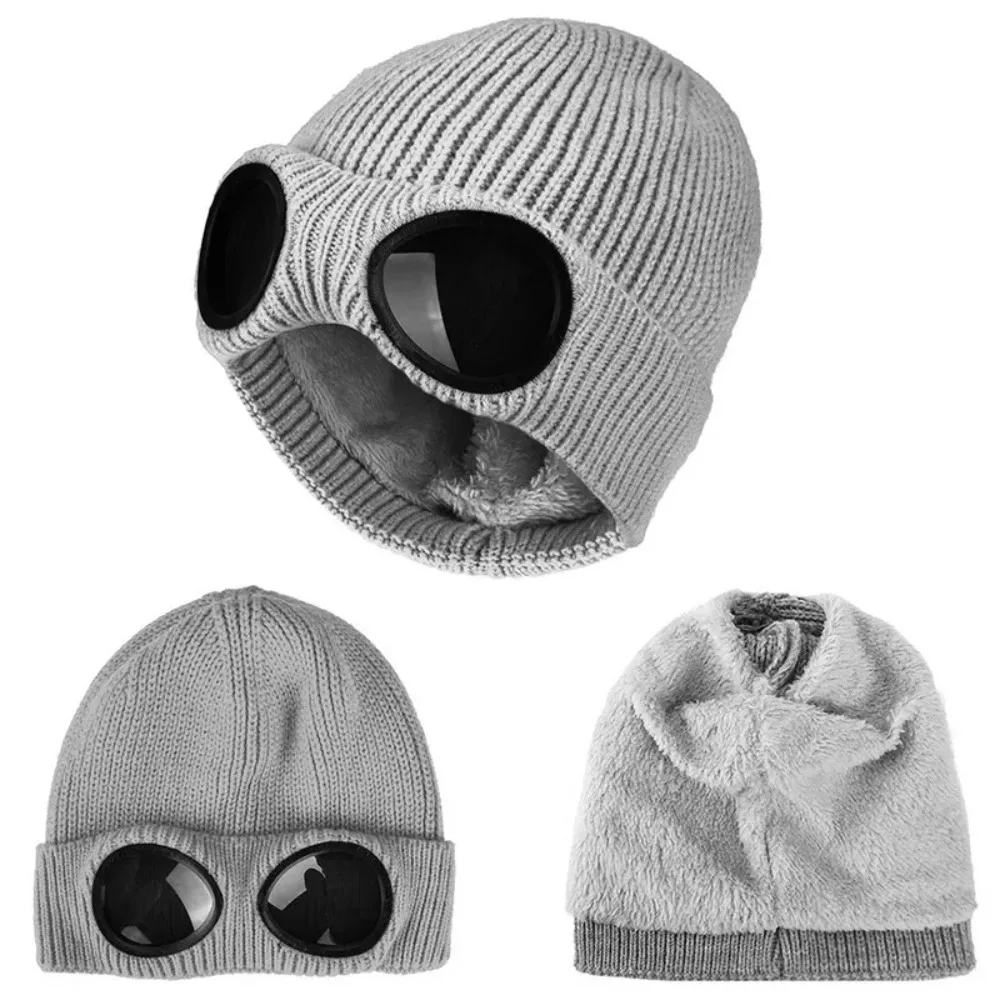 

Fashion Hat with Glasses Women Winter Solid Casual Beanie Knit Korean Knitted Orange Black Head Warmer Cap Gorros Invierno Mujer