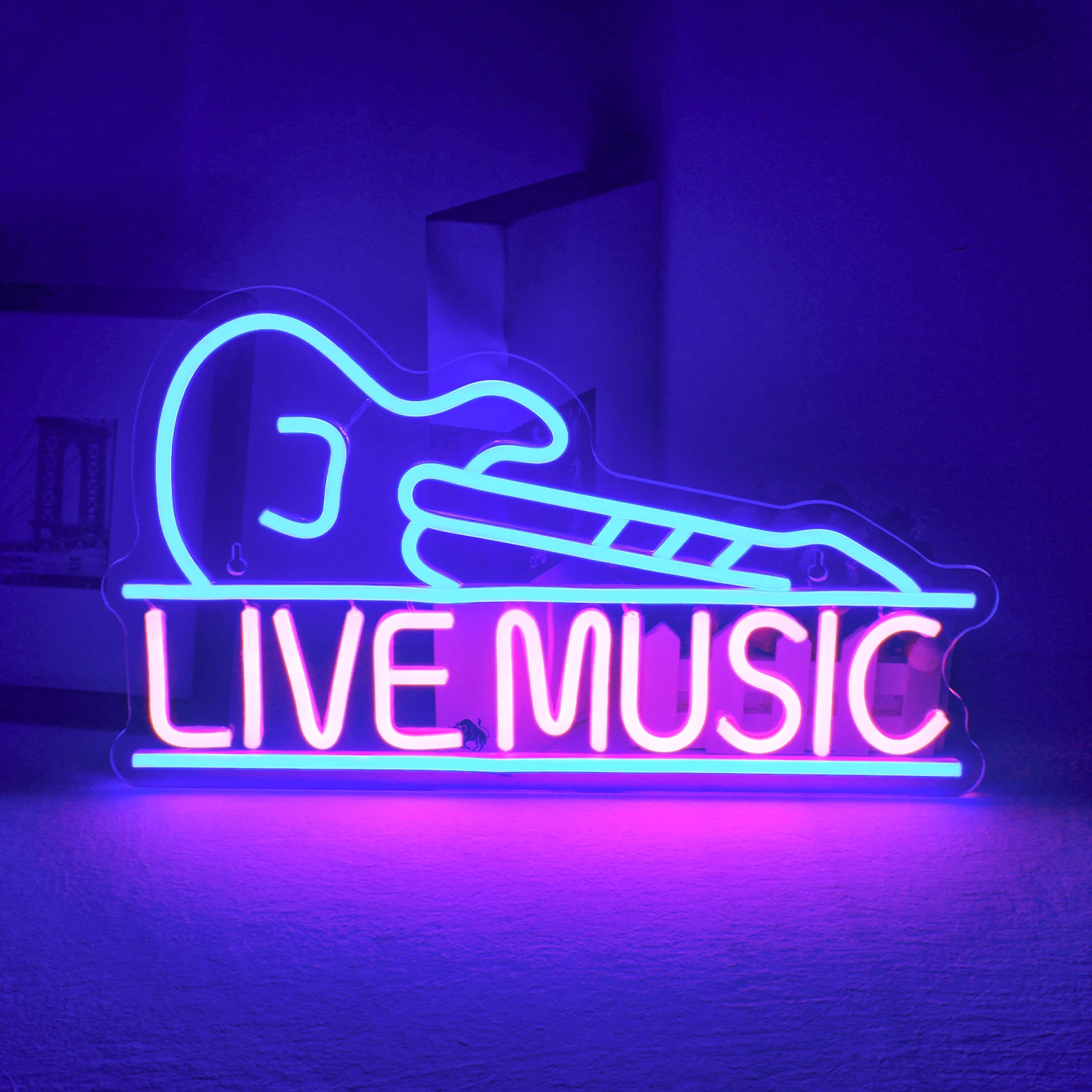 Guitar Live Music Neon Signs Lights for Wall Decor Guitar Led Light up Sign with USB Powered Music Party Bar Club Home Decor guitar neon sign art guitar decor neon lights music studio bar party club led light up sign gift for music lover girl boy neon