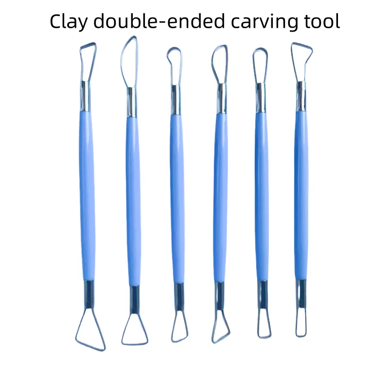 6 pieces of stainless steel double head pottery carving knife DIY handmade fruit and vegetable sculpture tools pottery tools pottery sculpting tools