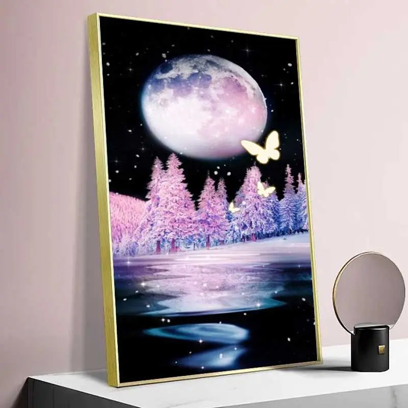 

GATYZTORY 60x120cm Oil Painting By Numbers Moon Landscape Handpainted Wall Art For Adults Coloring By Numbers Gift Home Decor