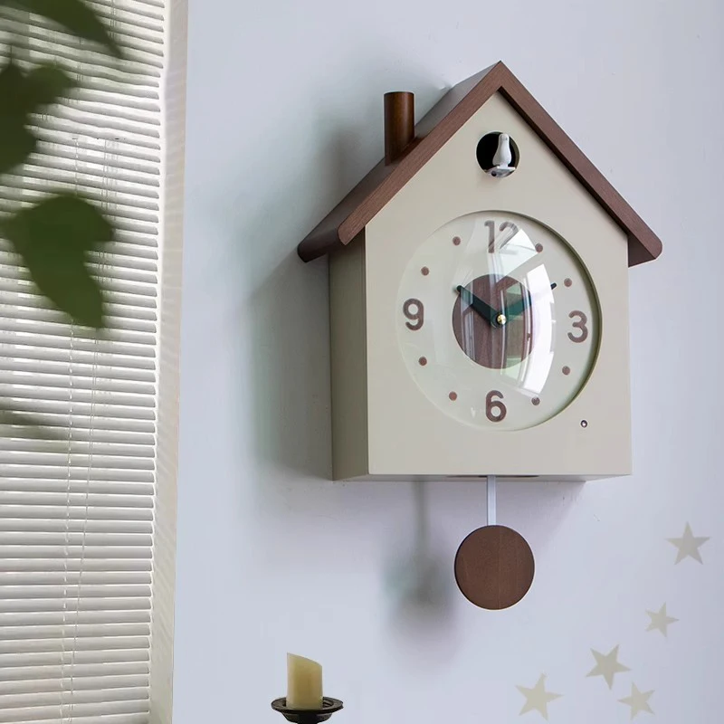 Solid Wood Wall Clock Creative Cuckoo Living Room Decoration Clocks Modern Elegant Design Wall Clock Nordic Accessories Clocks