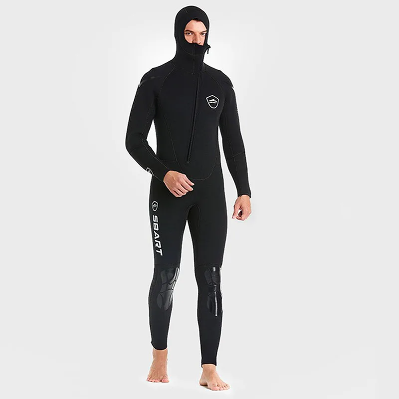 5MM Neoprene Wetsuit Thickened Warm Hooded Knee Pads Deep Dive Hunting Fish Winter Swimming Equipment Diving Suit