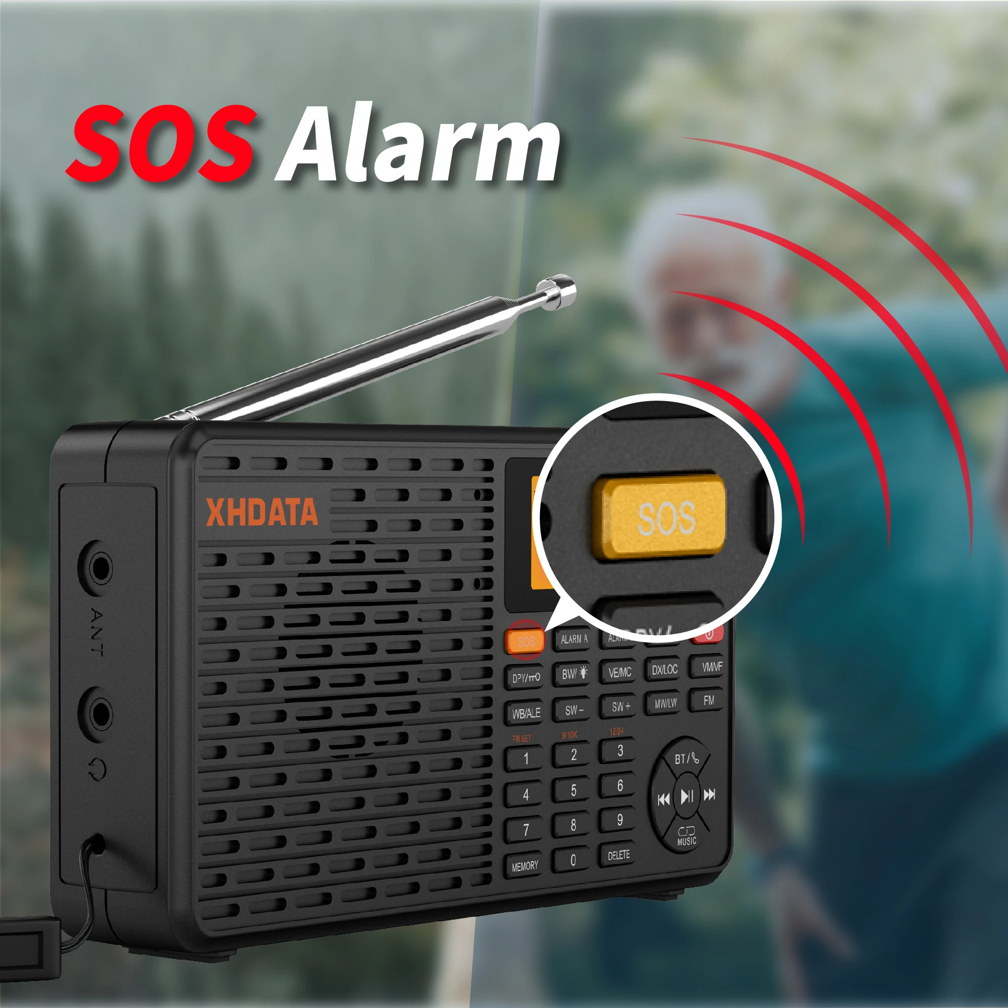 XHDATA D109WB FM SW MW LW Tragbarer Radioempfänger Wiederaufladbares Vollband-Radio mit Lautsprecher Multifunktionaler Bluetooth-MP3-Receiver – Detail 3