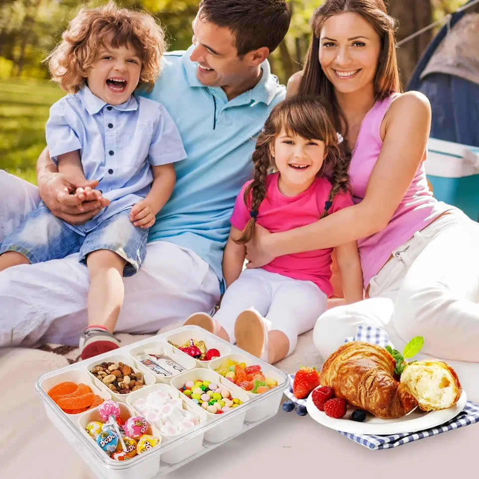 Contenitore Porta Snack Con 8 Scomparti E Coperchio Ermetico - A Prova Di Perdite Per Frutta, Verdura, Noci, Biscotti E Dolci - Ideale Per Ufficio, Picnic E Scuola