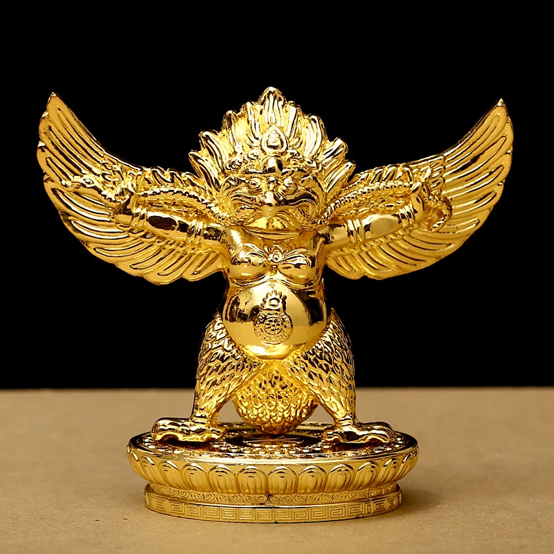 

Буддийские металлические позолоченные золотые поставщики Fengshui Lucky Roc Garuda большой золотой крыльями Пэн-птица