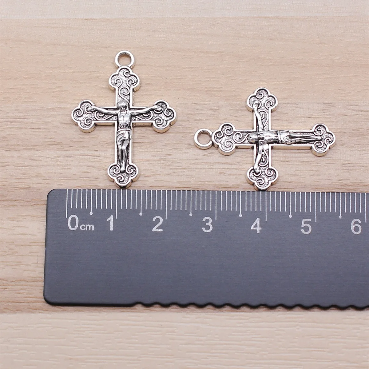 IFOCUS 예수 십자가 참, DIY 쥬얼리 제작용, 아연 합금 22x2 9mm, 0.87x1.14 인치, 10 개 1 조