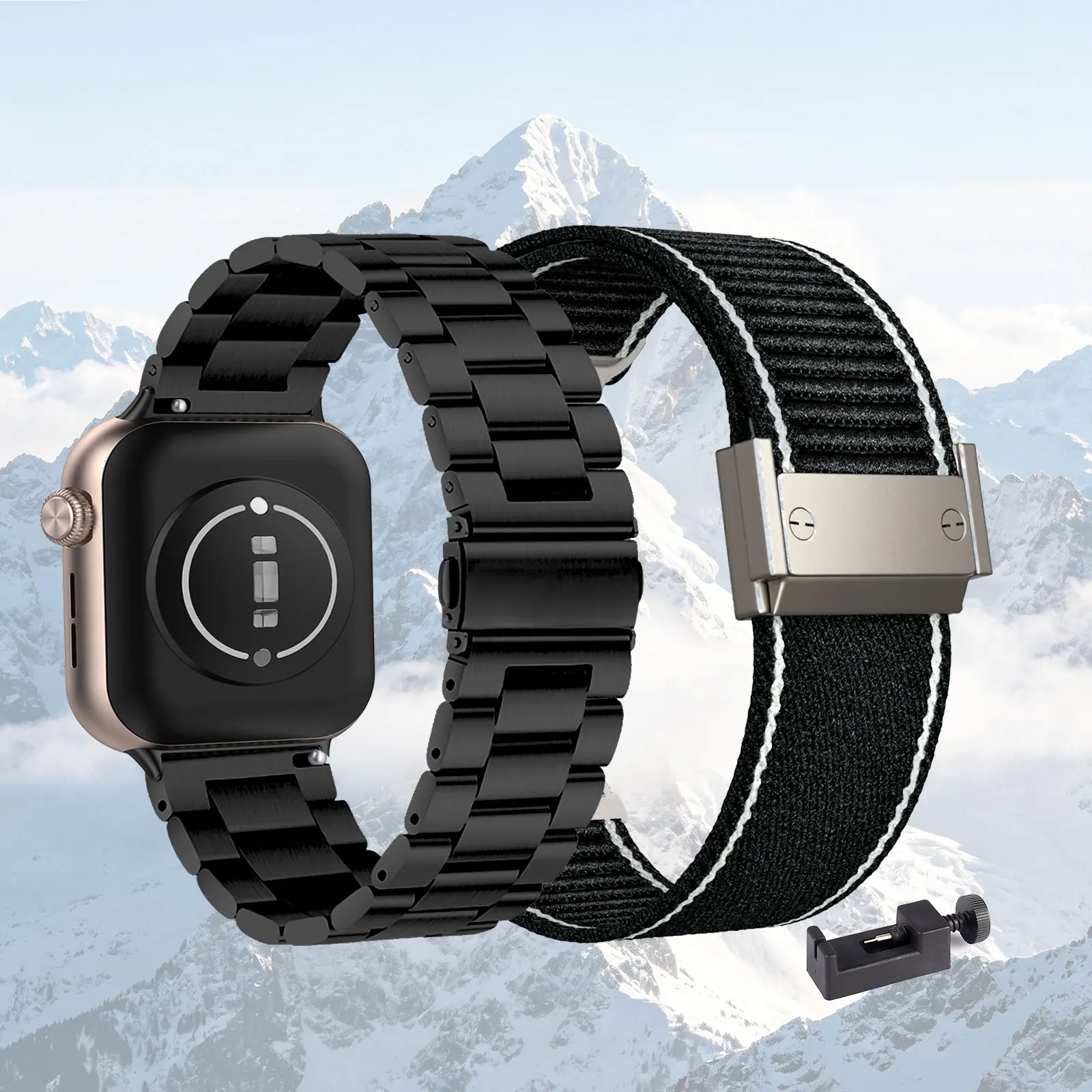 Dual-Pack Band Set: Premium Metal & Breathable Nylon Straps