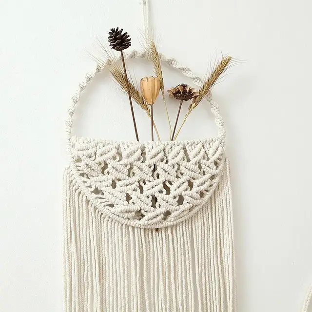 Kézzel Szőtt Gobelinn Nettó Tárolózsák Szárított Virágfal Dekoráció Kreatív Száraz Virág Zseb Barkács Elrendezés - Image 2