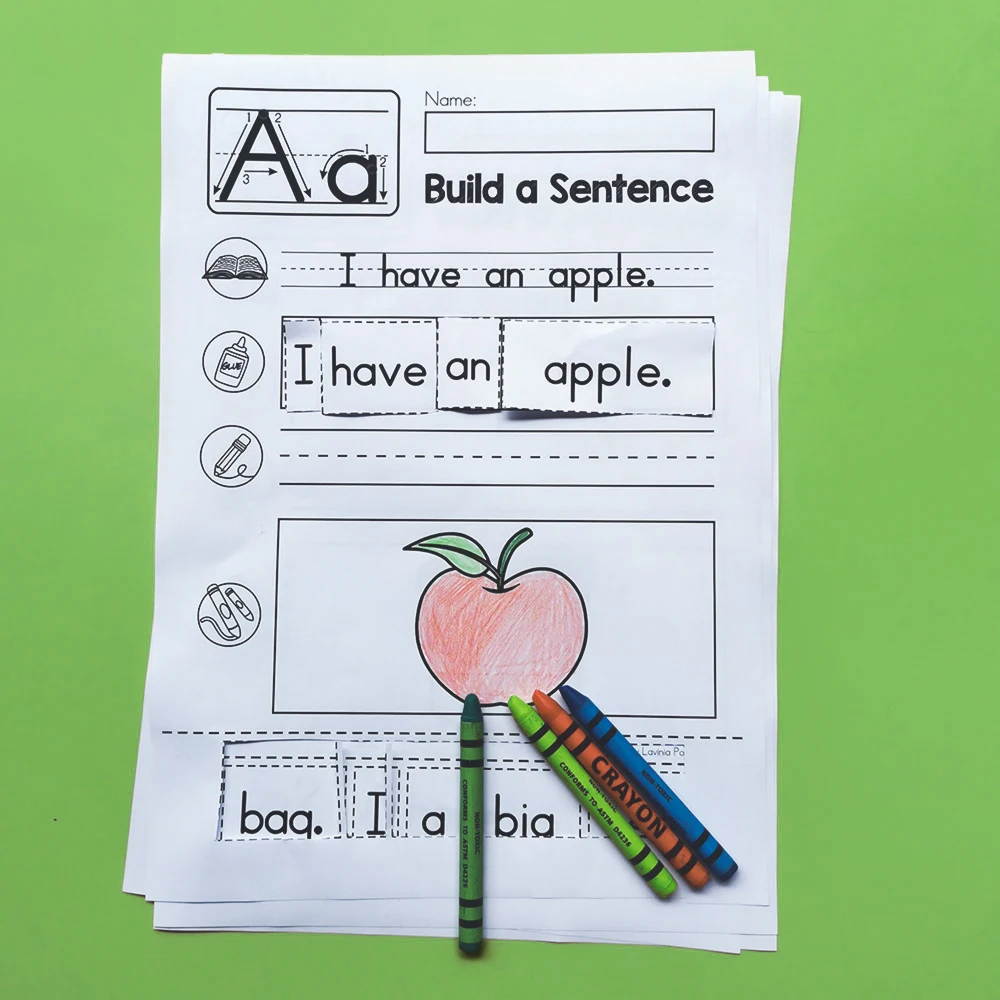 26 Pages Alphabet A-Z Letter Sentence Learning Materials tracing Writing Practice worksheet for Kindergarten Students kid 2