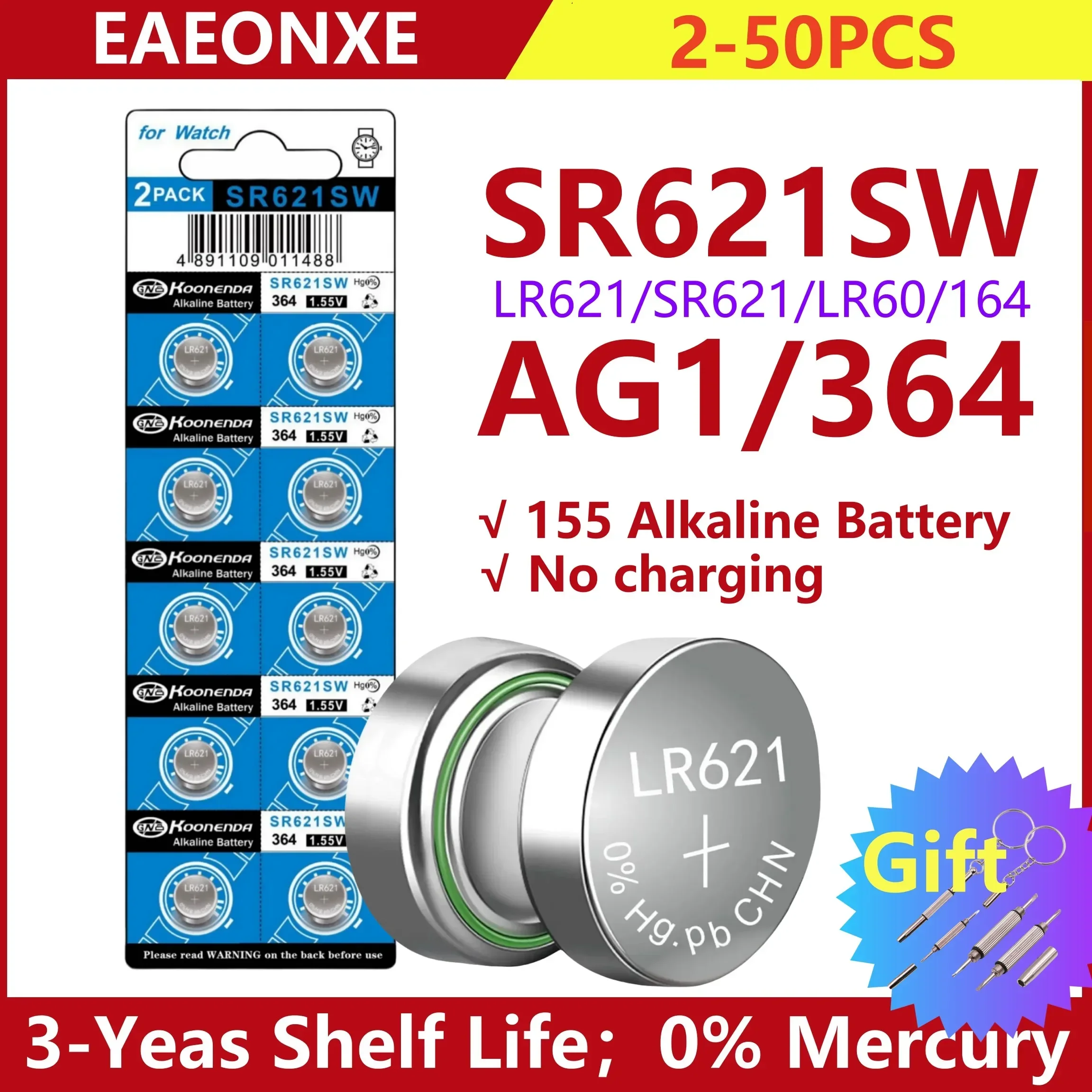 High-Capacity-2PCS-50PCS-AG1-364A-LR60-SR60-LR621-SR621-SR621SW-364-164 ...