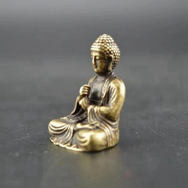 2X Mini Buddha Szobor Bronz Kínai Buddhizmus Tiszta Réz Sakyamuni - Image 2