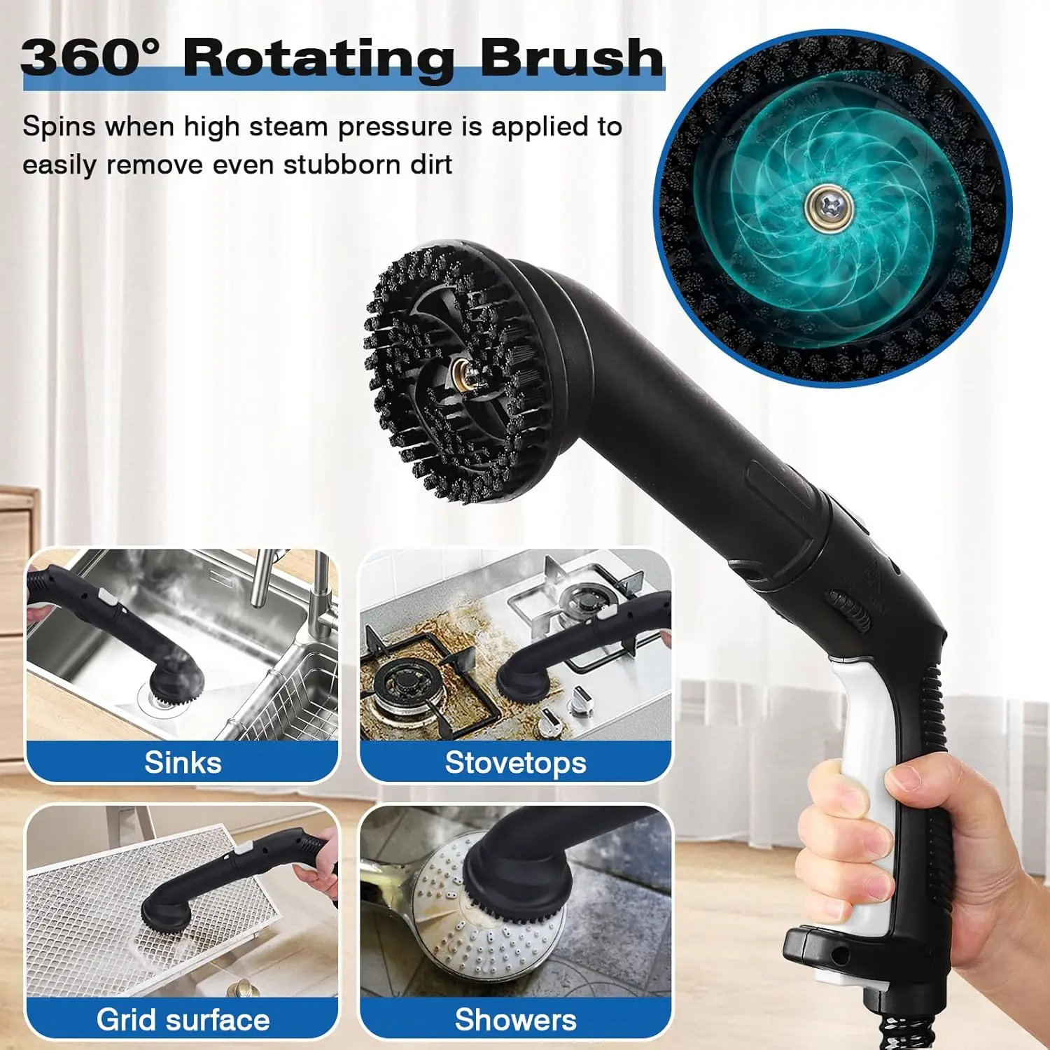 Heavy Duty Canister Steamer with 26 Accessories, Steam Mop with 5M Extra-Long Power Cord for Home Floor Cleaning, Grout, 6