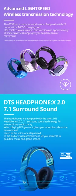 Logitech Original G733 KDA LIGHTSPEED Wireless RGB Gaming Headset