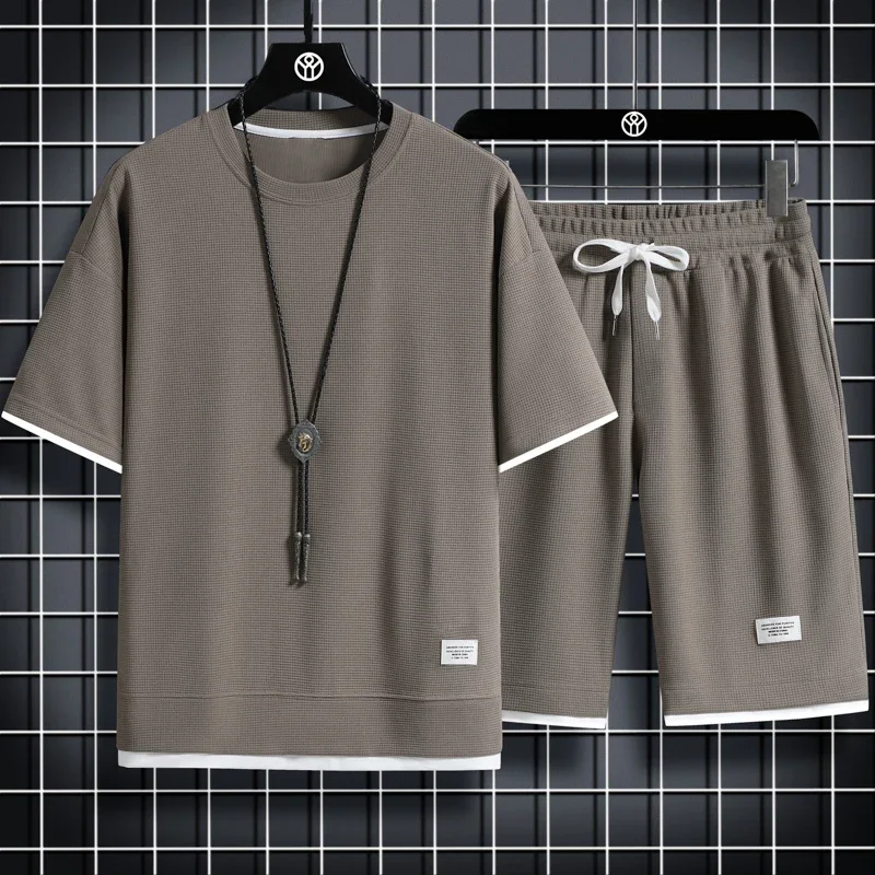Summer Men's Two Piece Sets Casual Short Sleeve T-Shirt and Shorts Set Men Short Sleeve Tracksuit Man