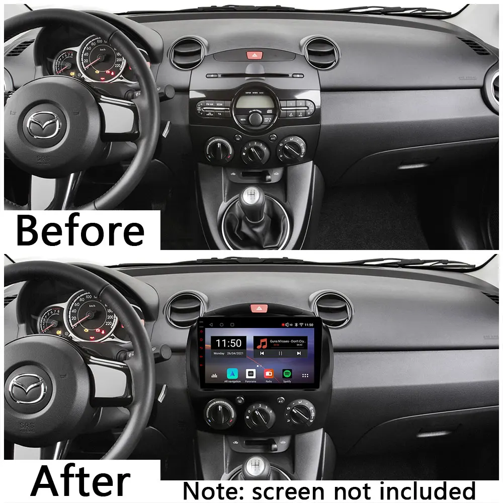 Car Radio Fascias Frame For Mazda 2 Mazda2 DE Demio 2007-2015 9 inch 2DIN Stereo Panel Wiring Harness Power Cable Adapter - 34