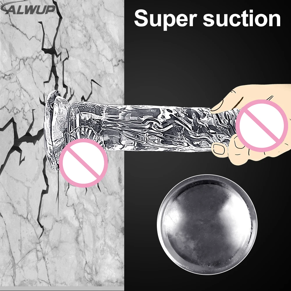 Sex Toys Realistic Transparent Dildo for Women Silicone Fake Dick Penis with Strong Suction Cup Hands-Free Adult