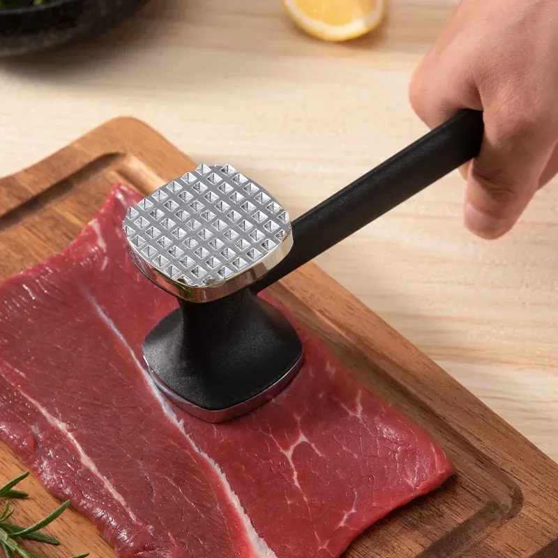 Meat Tenderizer Meat Hammer Steak Hammer Mallet Double-Sided Zinc Alloy Meat Tenderizer Hammer Pork Chop Steak Meat Mallet Rubber Portable Kitchen Tools