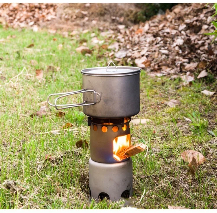 Pure Titanium outdoor portable foldable wood stove for picnic kitchen camping hiking furniture climbing cookset cookware
