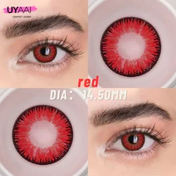 Vibrant Red Anime Cosplay Contact Lenses - Pink Costume Eye Lenses for Halloween and Role - Playing (Vika Red)