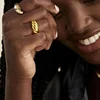 18K Gold Plated Stainless Steel Twist Bread Design Ring Croissant Adjustable Rings for Women Thick Stacking Band Couple Jewelry 3