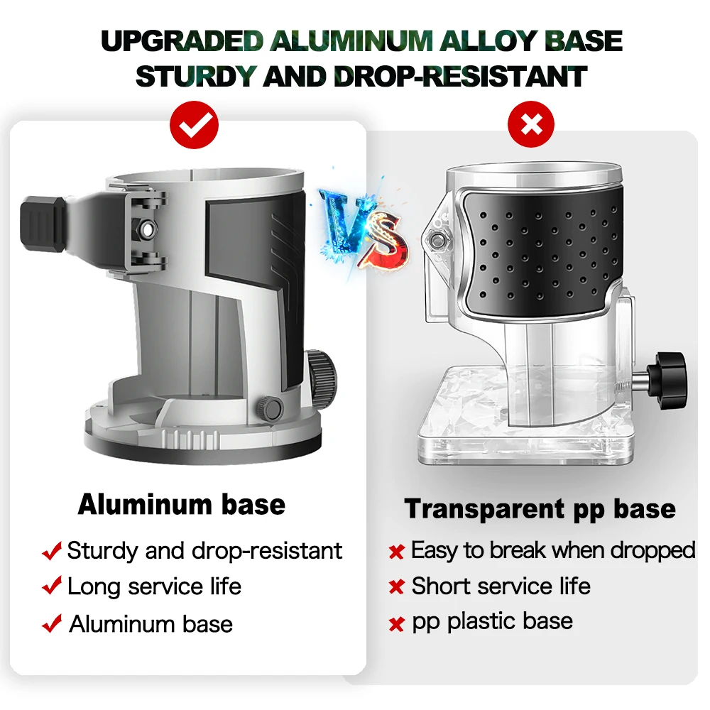 Brushless 5 Speeds Electric Trimmer Aluminum Alloy Base Cordless Wood Router Woodworking Engraving Slotting Without Battery