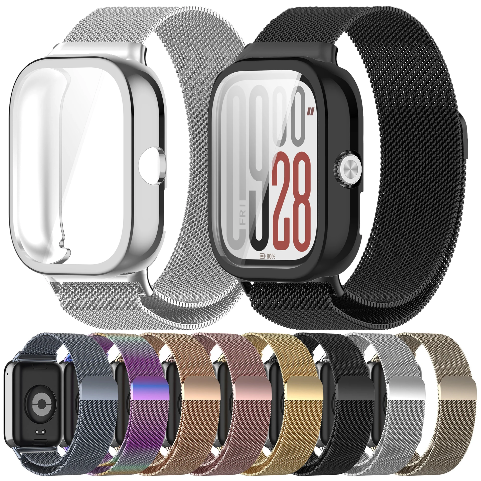 Magnetic Milanese Loop Metal Strap with TPU Case & Screen Protector