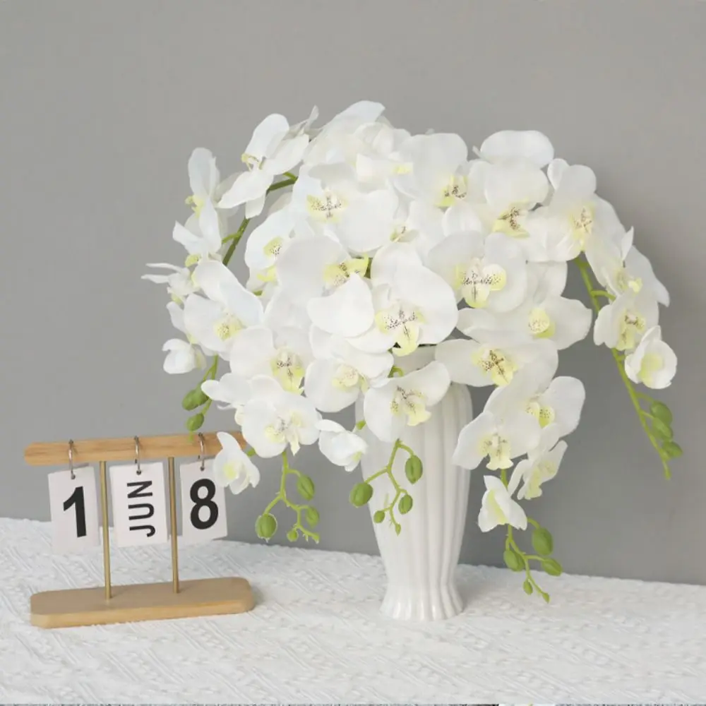 Silk White Artificial Orchid Flower Wedding Decoration