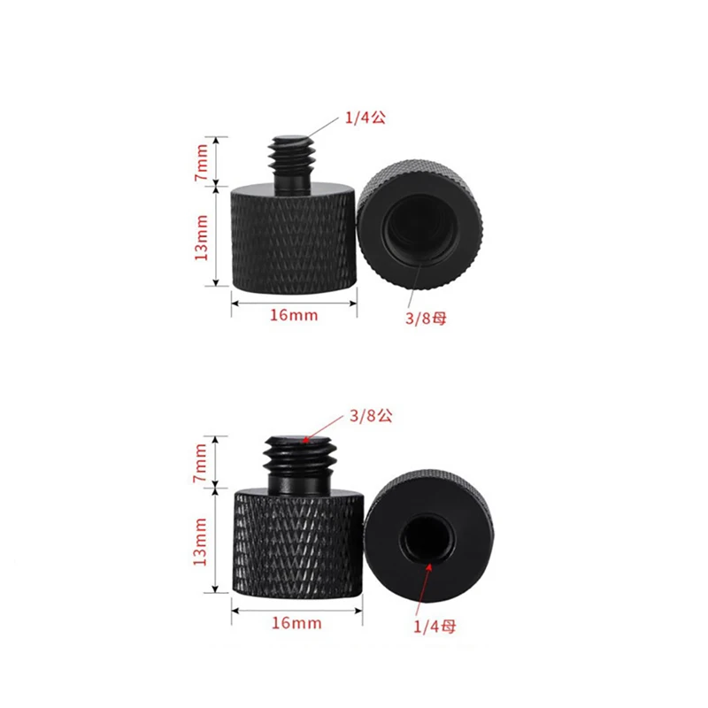 Description Picture 4 of itemBlack 1/4" To 3/8" Male To Female Thread Screw Mount Adapter Tripod Plate Screw Mount For Camera Flash Tripod Light Stand