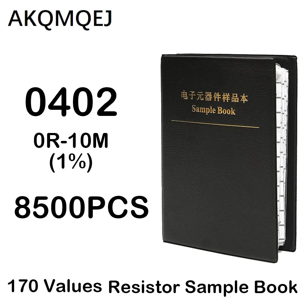 8500 PCS Resistor Kit 0402 1% FR-07 SMT 170 Value 0R-10M Sample Book 2425pcs pack 1% 1 8w 0 125w metal film resistor 97 value assortment kit set 1r 1m range sample package